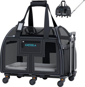 Katziela Luxury Lorry Pro Pet Carrier With Removable Wheels And Telescopic Handle