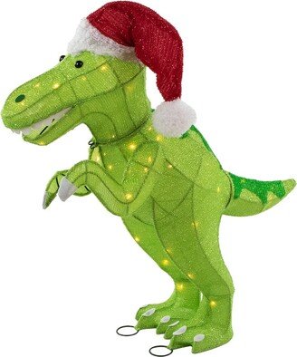 Northlight 30In Led Lighted Tinsel Santa T-Rex Outdoor Decoration-AA