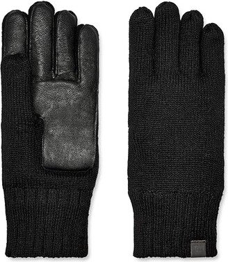 Knit Smart Gloves with Conductive Leather Palm and Recycled Microfur Lining (Black) Extreme Cold Weather Gloves