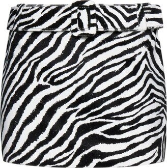 Zebra Printed Belted Mini Skirt