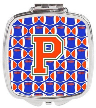 CJ1083-PSCM Letter P Football Green, Blue & Orange Compact Mirror