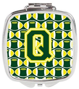 CJ1075-QSCM Letter Q Football Green & Yellow Compact Mirror