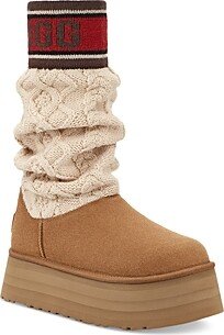 Women's Classic Sweater Letter Platform Boots