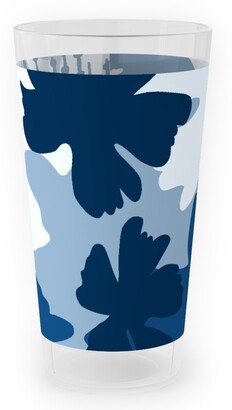 Outdoor Pint Glasses: Barely Blue Floral Outdoor Pint Glass, Blue