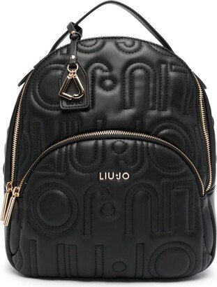 Logo-Debossed Faux-Leather Backpack