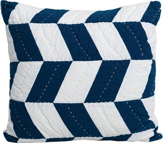 carol & frank Herringbone Patch Indigo Euro Sham