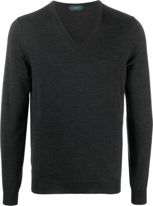 V-neck virgin-wool jumper-AA