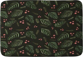 Angela Minca Xmas Branches Vintage Memory Foam Bath Mat Green