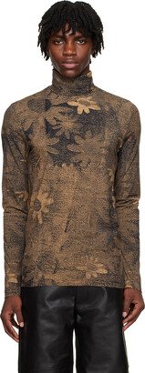 Brown Floral Turtleneck