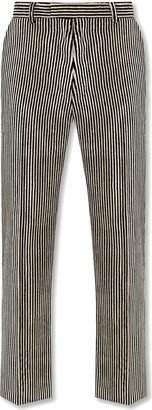 Vertical Stripe Patterned Straight Leg Trousers