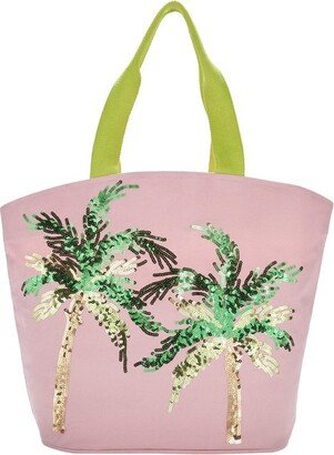 Palm Trees Blush Beach Tote Bag