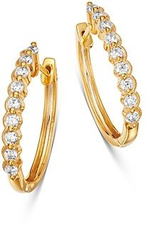 Diamond Milgrain Oval Hoop Earrings in 14K Yellow Gold, 0.50 ct. t.w. - 100% Exclusive