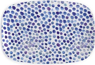 Serving Platters: Watercolor Finger Dots - Blue Serving Platter, Blue