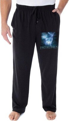 Harry Potter Pajama Pants Men's Harry's Stag Patronus Spell Lounge Pants (XL) Black