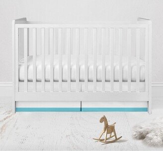 White with band on bottom Crib/Toddler Bed Skirt - Aqua