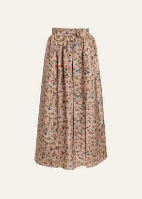 Isabel Bolivian Garden-Print Midi Skirt