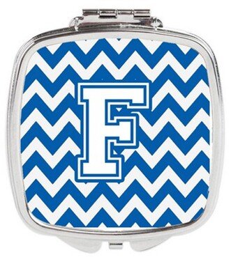 CJ1045-FSCM Letter F Chevron Blue & White Compact Mirror, 3 x 0.3 x 2.75 in.