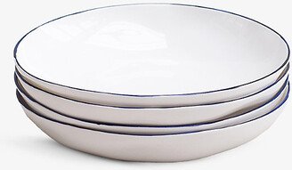 Cobalt Dimpled-texture Bone-china Pasta Bowls set of Four