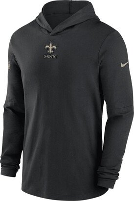 New Orleans Saints Sideline Men’s Men's Dri-FIT NFL Long-Sleeve Hooded Top in Black