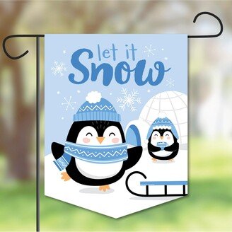 Big Dot Of Happiness Winter Penguins - Outdoor Decor - Double-Sided Holiday Garden Flag - 12 x 15.25