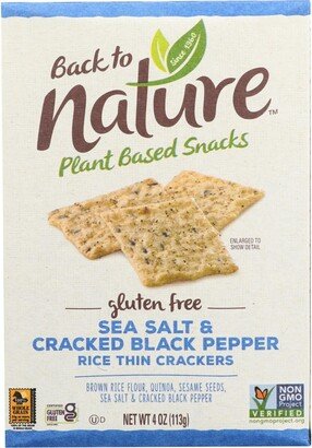 Back To Nature Crackers - Sea Salt and Cracked Black Pepper Rice - Case of 12 - 4 oz.