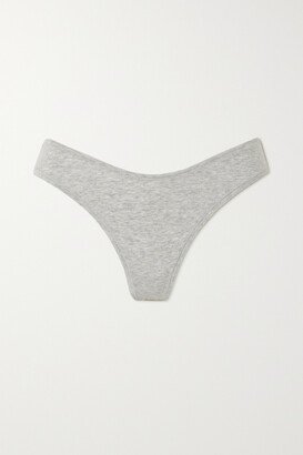 Cotton-blend Jersey Dipped Thong - Light Heather Grey