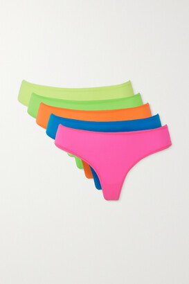 Fits Everybody Set Of Five Thongs - Neon Pink