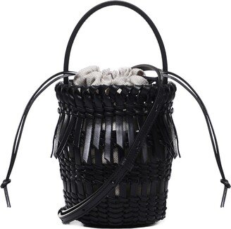 Small Bucket Bag With Fringes In Calfskin