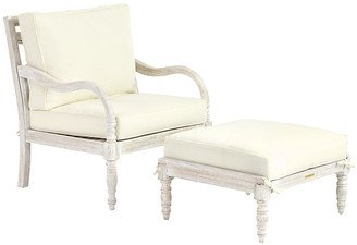 Ceylon Whitewash Lounge Chair & Ottoman with 1 Chair Cushion Set and 1 Ottoman Cushion