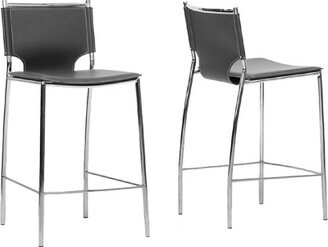 Set of 2 Montclare Modern and Contemporary Bonded Leather Upholstered Modern Counter Height Barstool Black