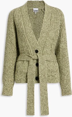 Marled ribbed wool-blend cardigan