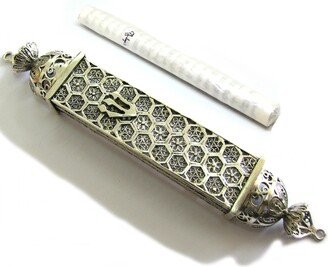 Mezuzah Case With Kosher Scroll, 925 Sterling Silver Filigree Door Mezuzah, Exclusive Jewish Gift - Id533