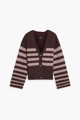 Striped ribbed cashmere cardigan-AA