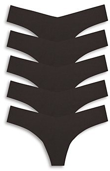 Raw Cut Black Thong, Pack of 5