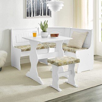 MUSEHOMEINC Modern Design 3 Pieces Solid Wood Breakfast Nook Corner Table Set with Side Bench, Hidden Storage Dining Set