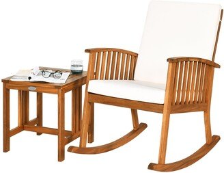 Acacia Wood Patio Bistro Set Outdoor Rocking Chair and Table Set