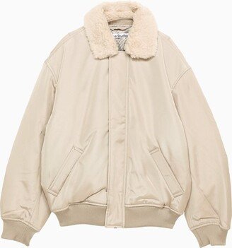 Cream nylon bomber jacket