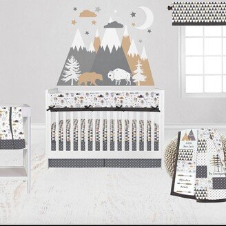 Woodlands Forest Animals Beige/Grey 6 pc Crib Bedding Set with Long Rail Guard Cover