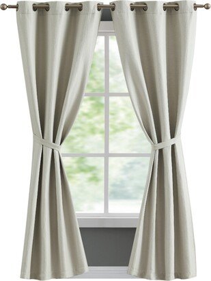 Tanner Thermal Woven Room Darkening Grommet Window Curtain Panel Pair with Tiebacks, 38 x 96