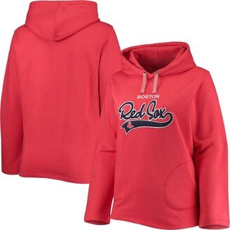 Women's Soft as a Grape Red Boston Red Sox Plus Size Side Split Pullover Hoodie