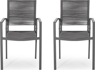 Lillian Outdoor Modern Aluminum Dining Chair with Rope Seat
