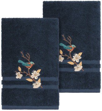 Spring Time Embellished Hand Towel - Set of 2 - Midnight Blue