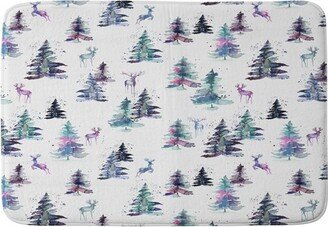 Ninola Design Deer and Trees Forest Pastel Memory Foam Bath Mat