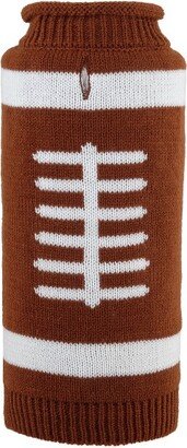 The Worthy Dog Touchdown Football Roll Neck Pullover Sweater - Brown - S