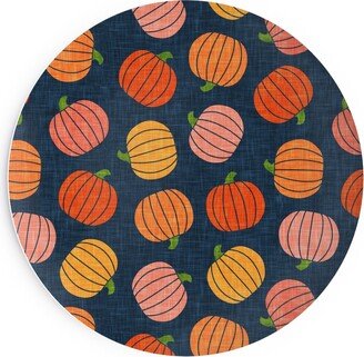 Salad Plates: Pumpkin Toss - Orange On Blue Salad Plate, Orange