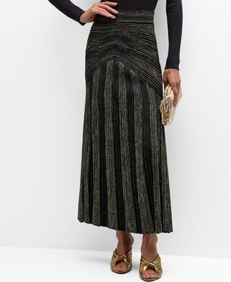 PAOLA BERNARDI Julia Metallic Stripe Knit Maxi Column Skirt