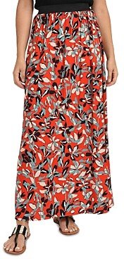 Floral Print Side Slit Maxi Skirt