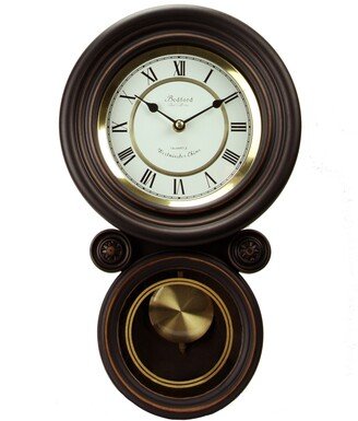 Bedford Clock Collection Contemporary Round Wall Clock with Pendulum