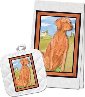 Vizsla Kitchen Dish Towel & Pot Holder Gift Set