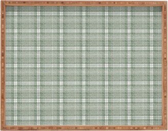 Little Arrow Design Co fall plaid sage Large Rectangular Bamboo Tray